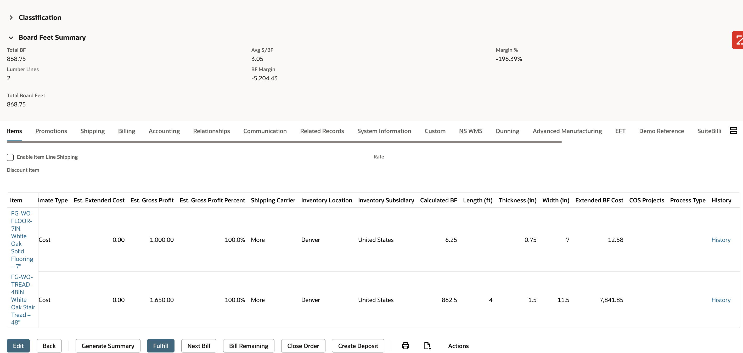 Line-level BF calculations