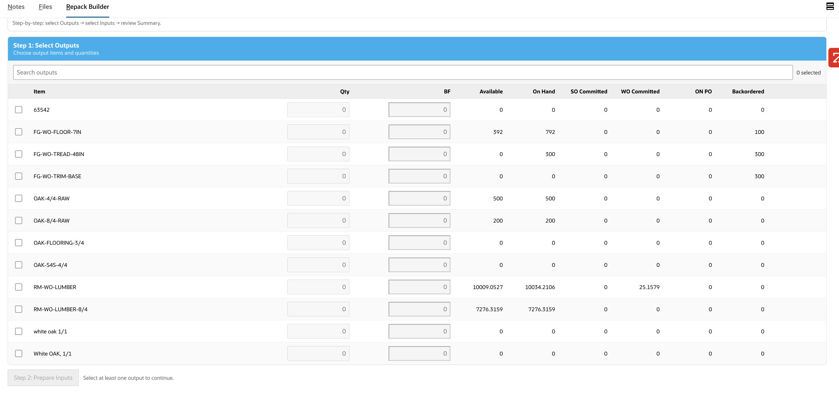 Repack Builder Step 1