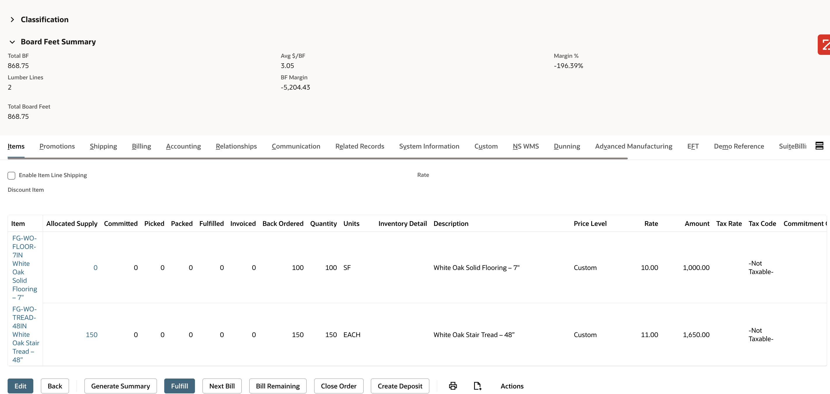 Multiple selling units